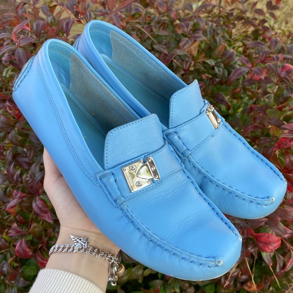 Louis Vuitton Powder Blue Leather Loafers 38 + box - Picture 7 of 7